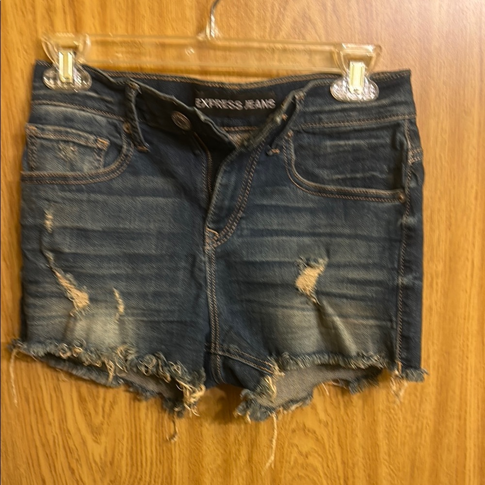 Express Denim Shorts with Frayed Hem